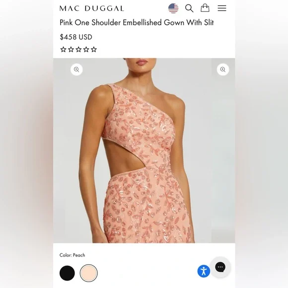 NWT MAC DUGGAL SZ 6 PEACH One Shoulder Embellished Gown #6084 - Picture 8 of 10